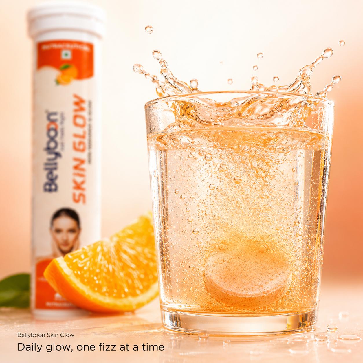 Bellyboon Skin Glow Effervescent Tablets – L-Glutathione, NAC & Vitamin C Formula for Healthy, Radiant & Glowing Skin | 20 Effervescent Tablets