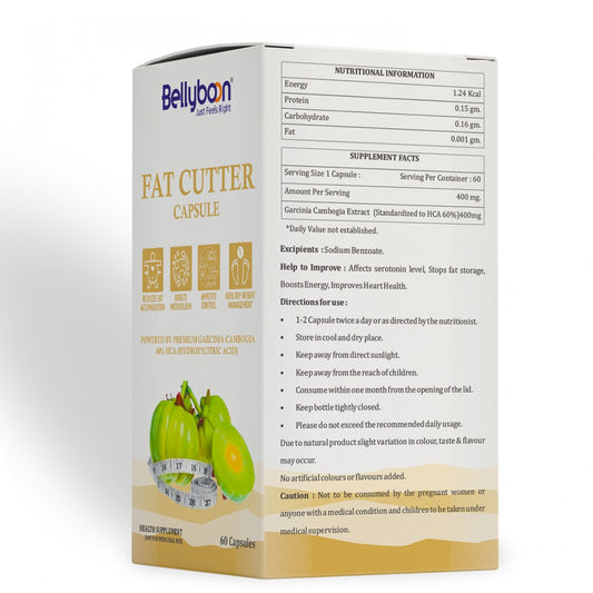 Bellyboon Fat Cutter Capsules – Garcinia Cambogia Based Fat Burner for Weight Management & Energy Support