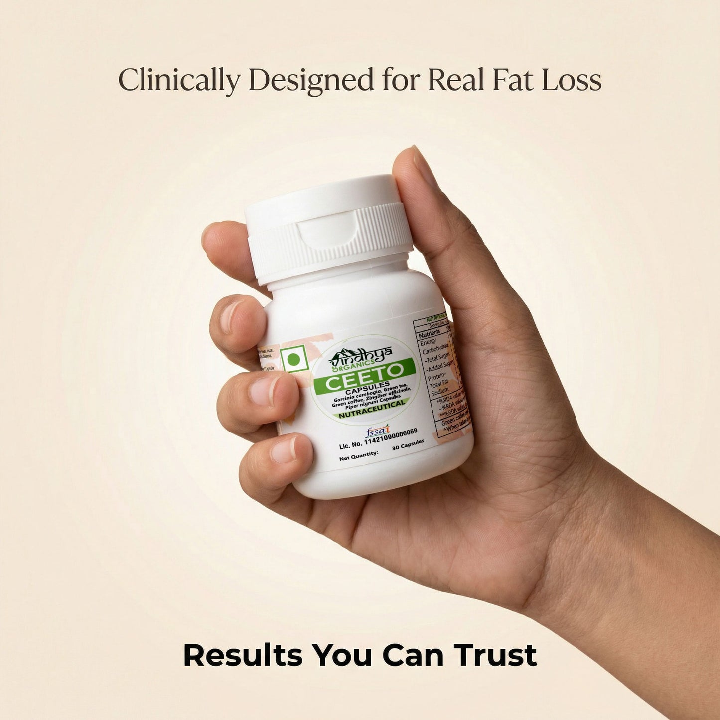 Vindhya Organics CEETO Weight Loss Capsules | Garcinia Cambogia, Green Coffee & Ginger | Fat Burner & Metabolism Booster | 30 Capsules