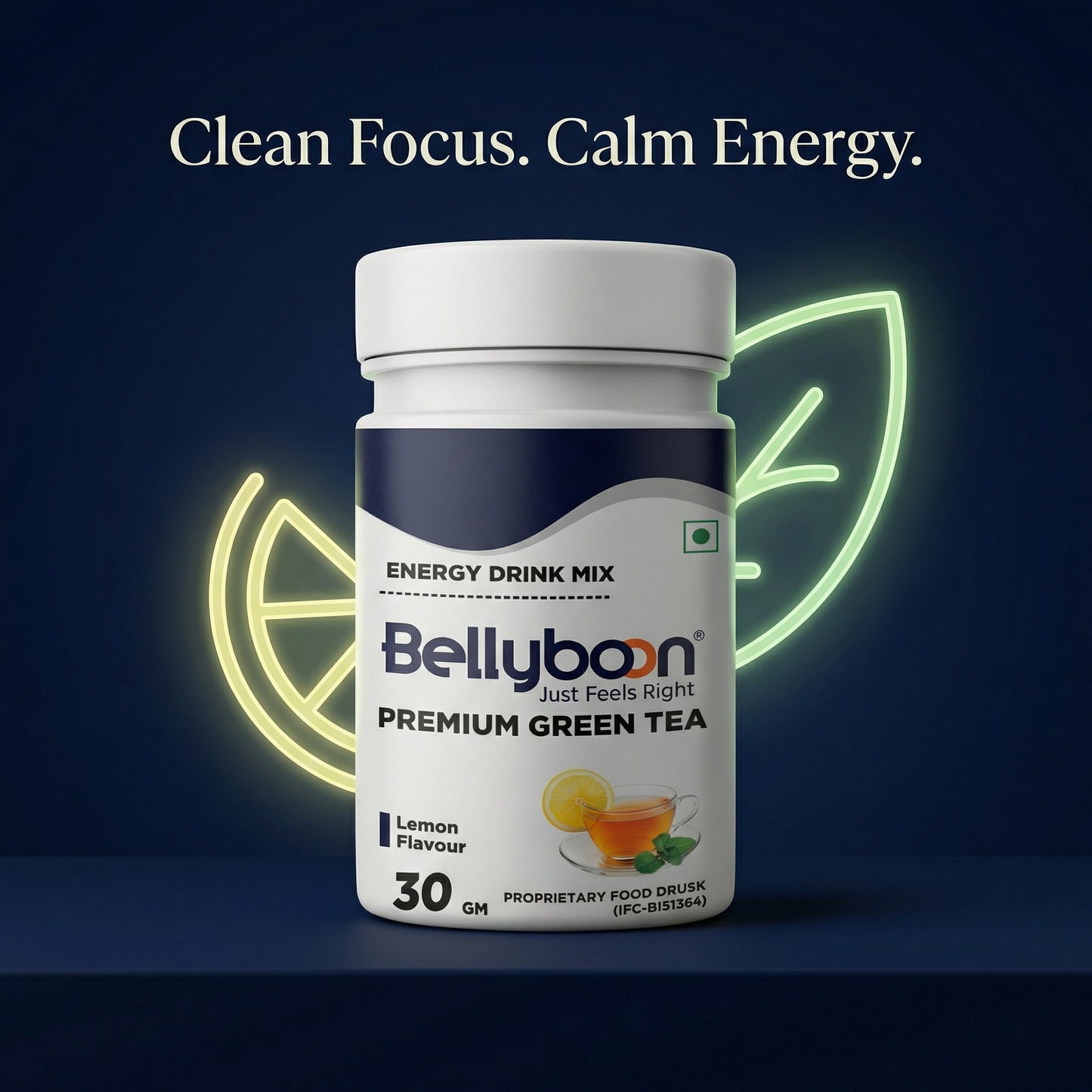 Bellyboon Premium Green Tea (Lemon Flavour) | Refreshing Antioxidant Green Tea Mix | Natural Wellness Drink