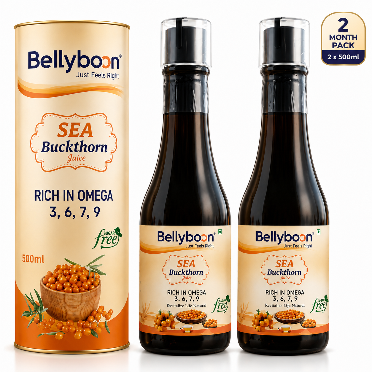 Bellyboon Sea Buckthorn Juice 500ml | Rich in Omega 3, 6, 7 & 9 | Sugar Free