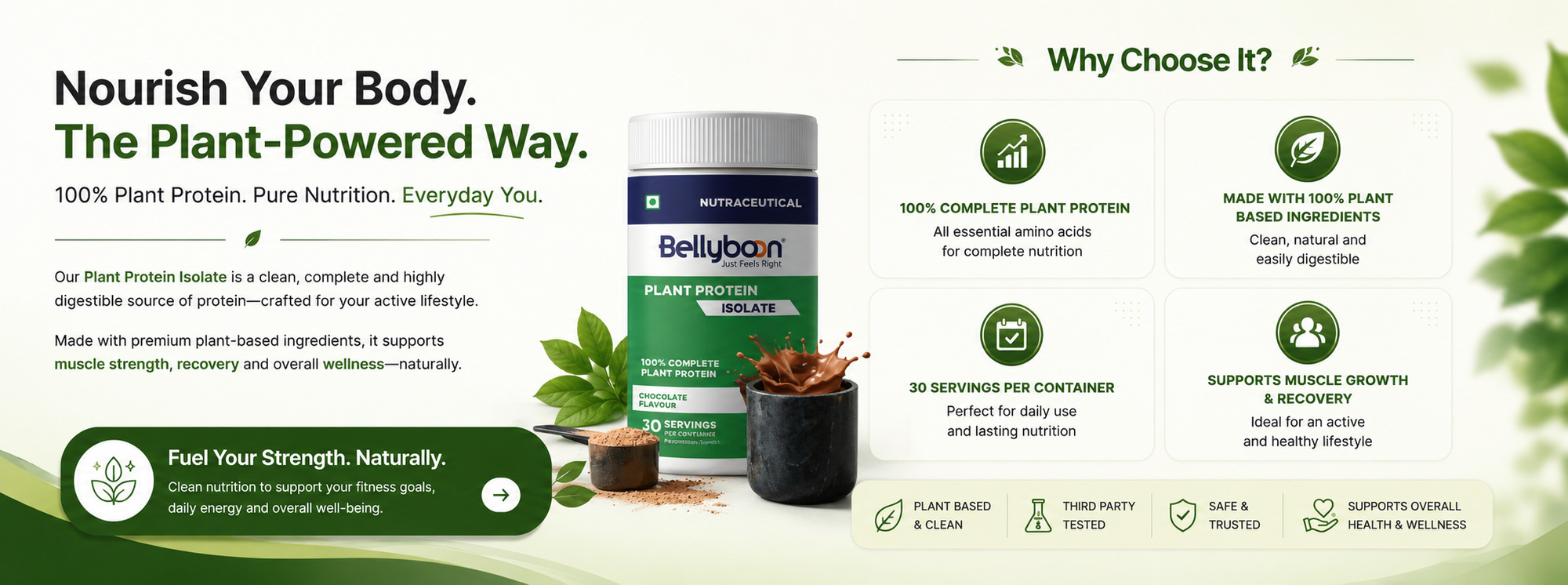 Bellyboon Plant Protein Isolate – Chocolate Flavour | 100% Vegan Protein Meal Replacement for Weight Loss